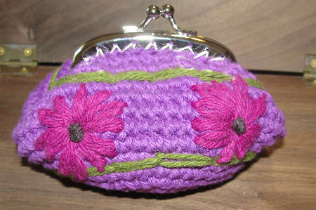 flower crochet coin purse