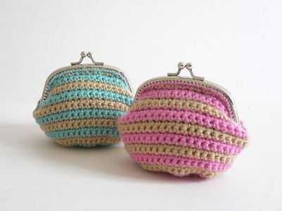 striped crochet coin purses