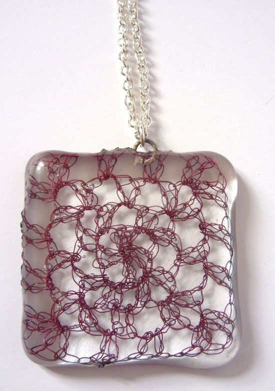 crochet glass necklace