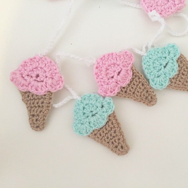 littlefoxcrochet crochet ice cream cones