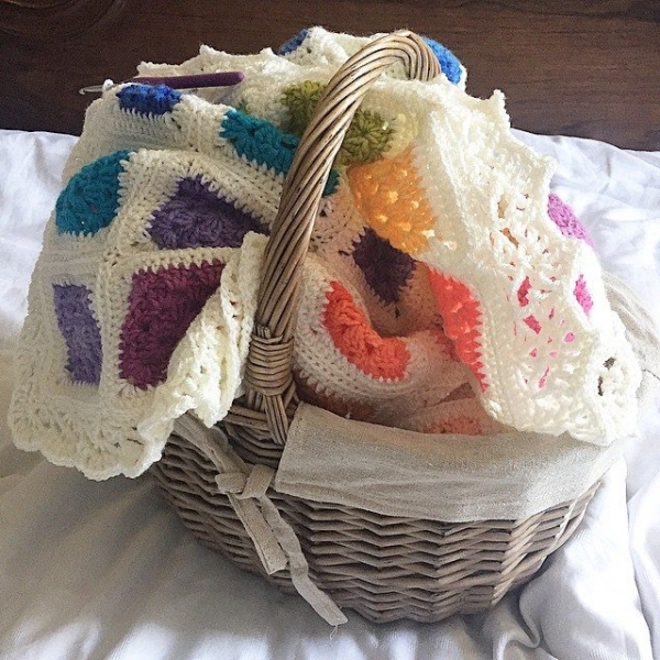 mariwish rainbow crochet blanket basket