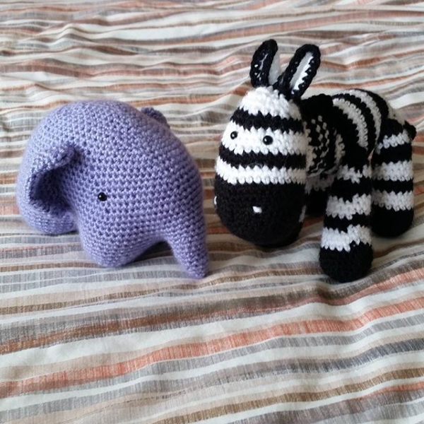 louizamakes crochet zebra and elephant