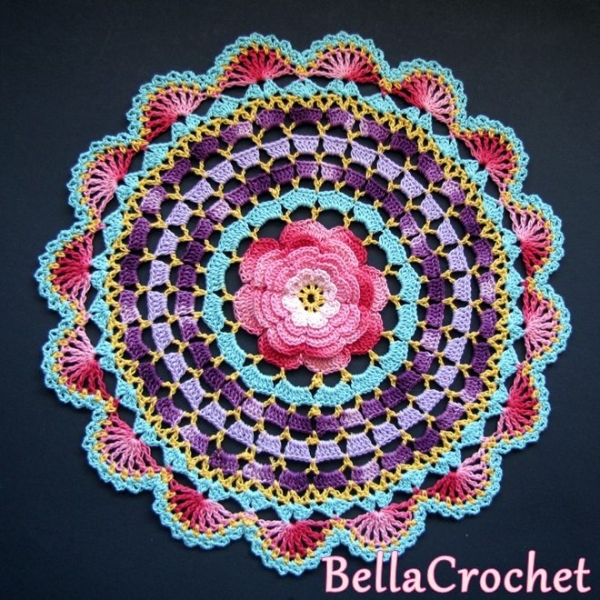 rose crochet mandala free pattern
