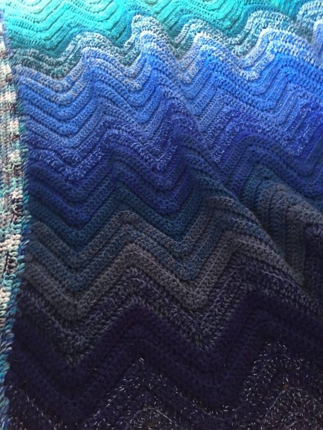 Blue Ombre Chevron Crochet Blanket 11