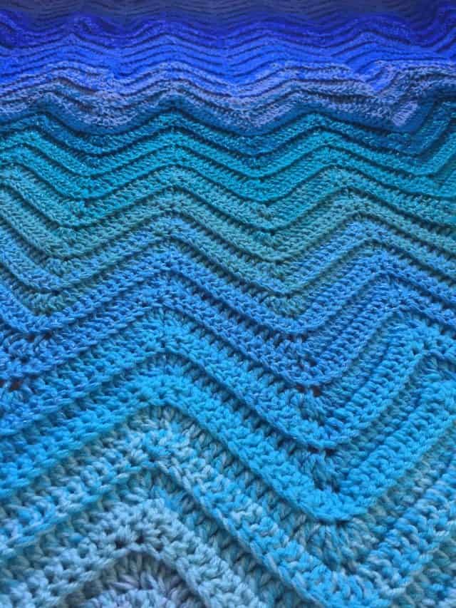 Blue Ombre Chevron Crochet Blanket 5