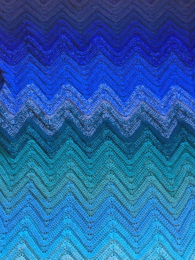 Blue Ombre Chevron Crochet Blanket 6