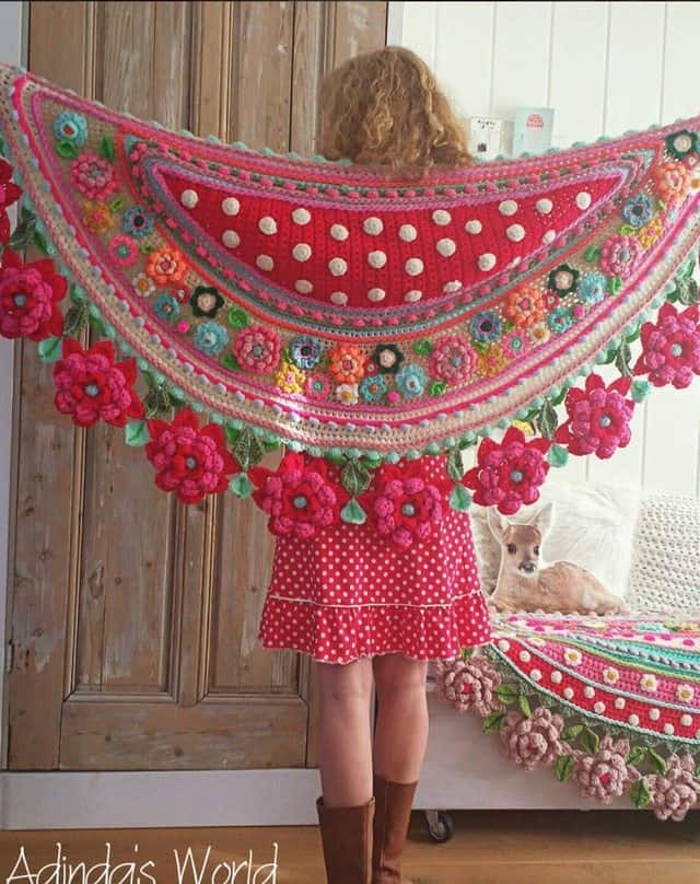 colorful crochet flower shawl by adinda
