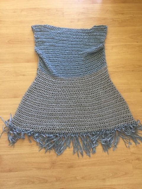 crochet tencel yarn dress with fringe
