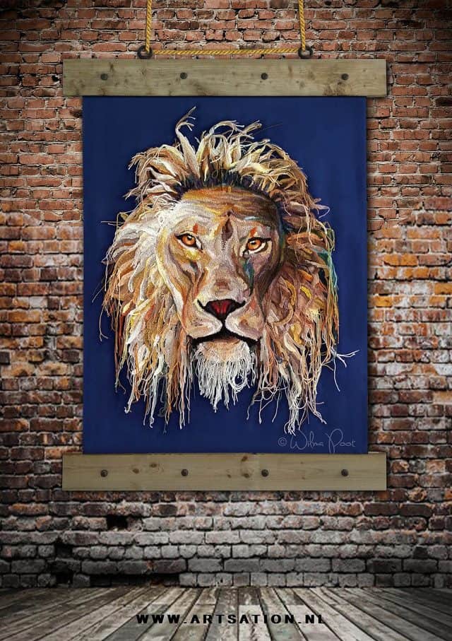 crochet lion art by Wilma Poot