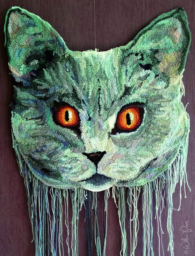 crochet art cat by Wilma Poot