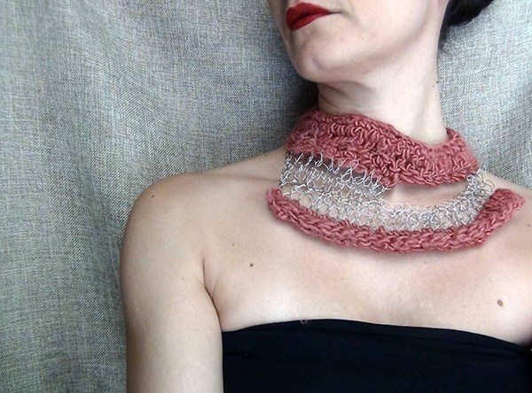 crochet art necklace by wearitcrochet