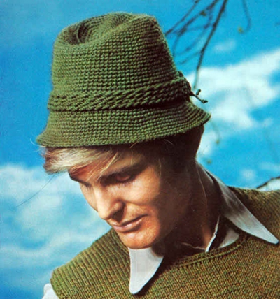 vintage mens crochet hat