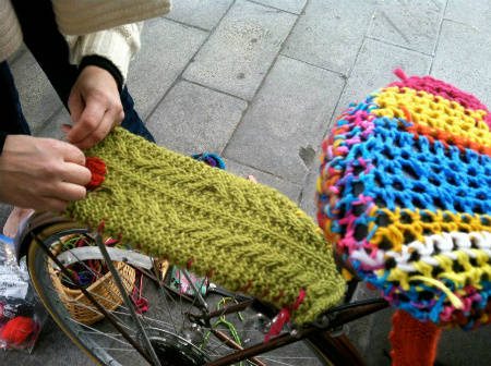 yarnbombed bike