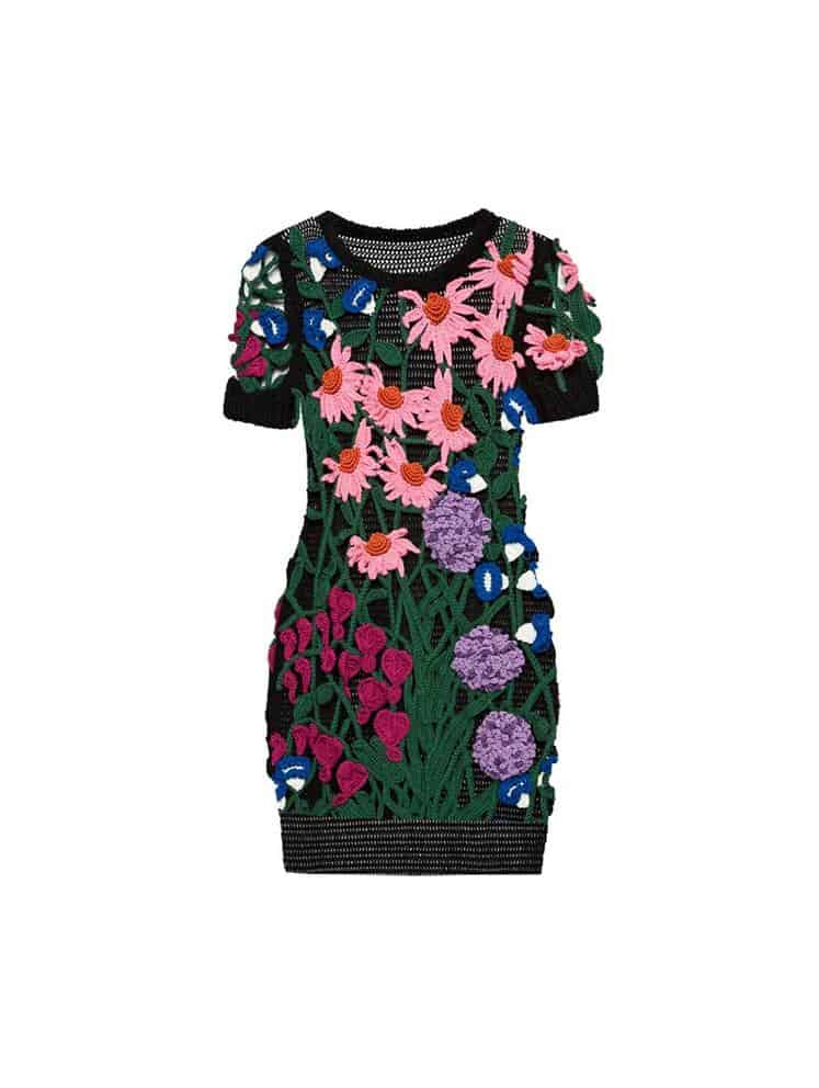 Mixed Floral Crochet Mini Dress