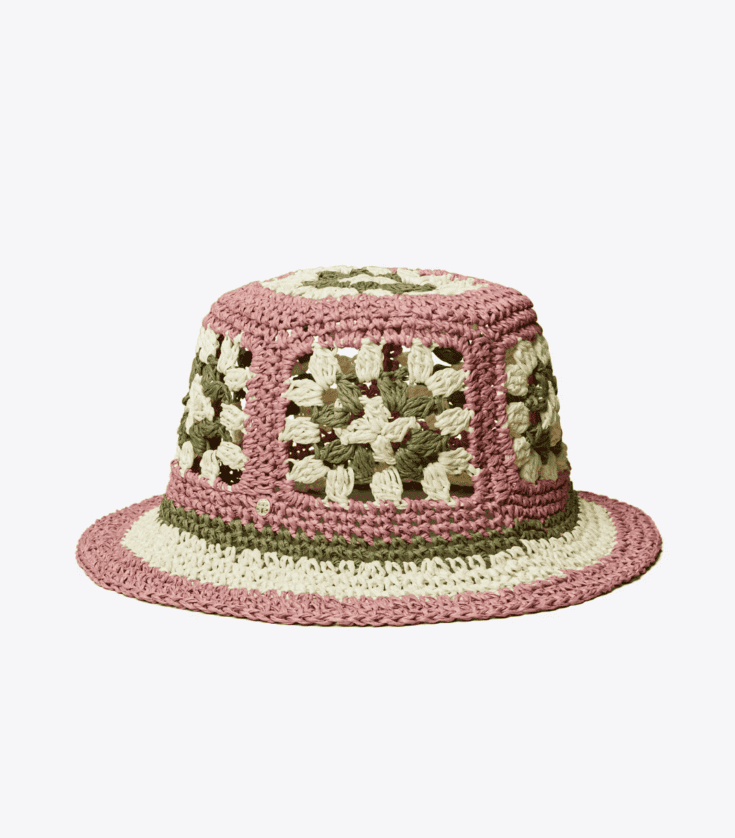 Straw Crochet Short Brim Bucket Hat