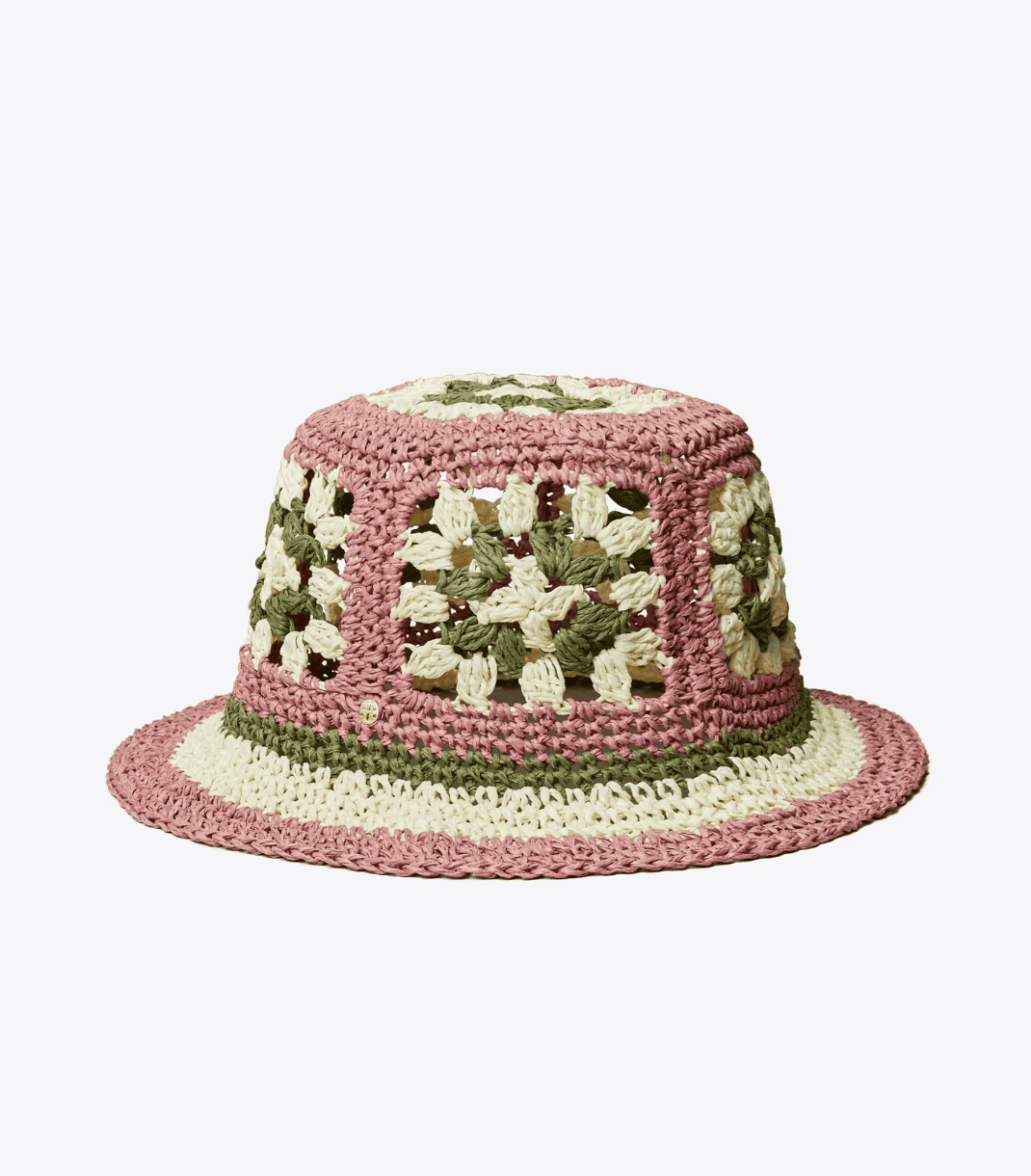 Designer Crochet: Tory Burch 6 Straw Crochet Short-Brim Bucket Hat