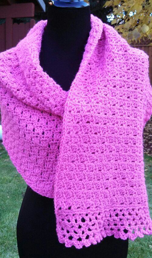 pink crochet shawl