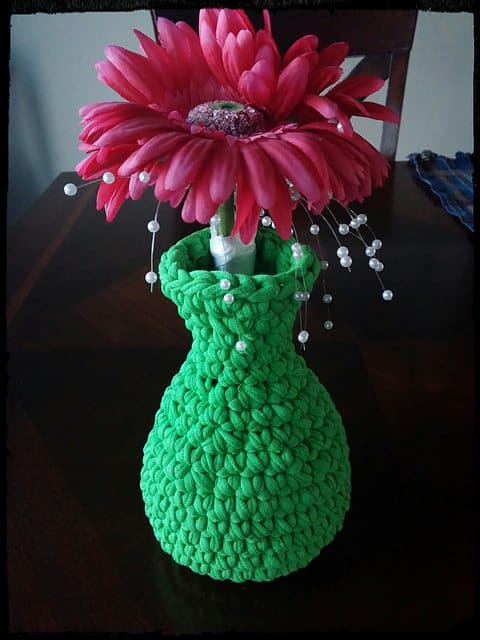 crochet t shirt yarn vase free pattern