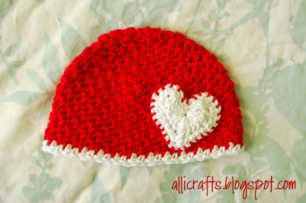 crochet heart hat