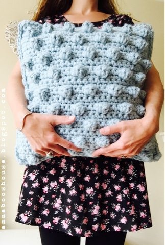 bobble stitch crochet cushion free pattern