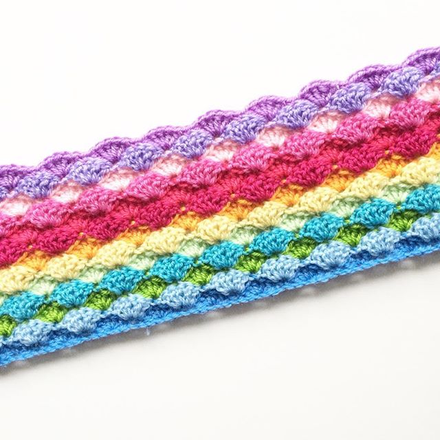 knitpurlhook crochet rainbow shells