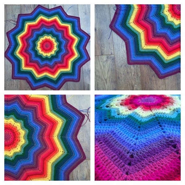 thepolkadotgiraffe rainbow crochet ripple star