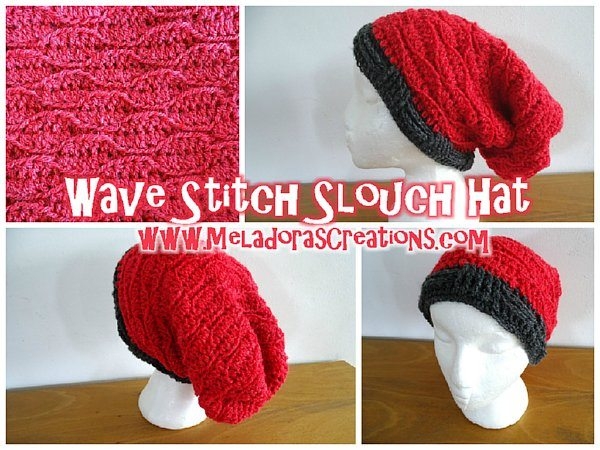 wave stitch crochet slouch hat pattern