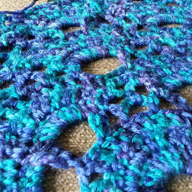 moaicwench crochet in purple and blue