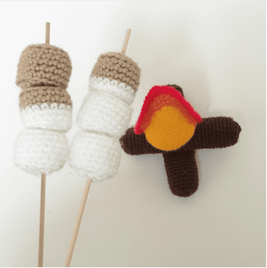 bonfire and marshmallow crocheted
