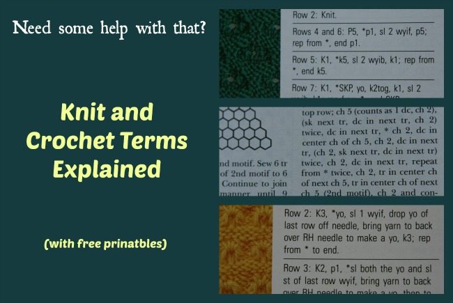 knit and crochet terms