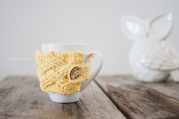cable crochet coffee cozy free pattern