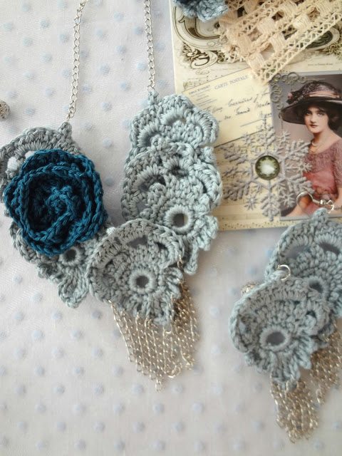 crochet necklace and earrings pattern