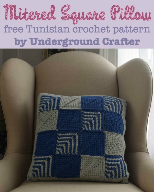mitered square pillow tunisian crochet free pattern