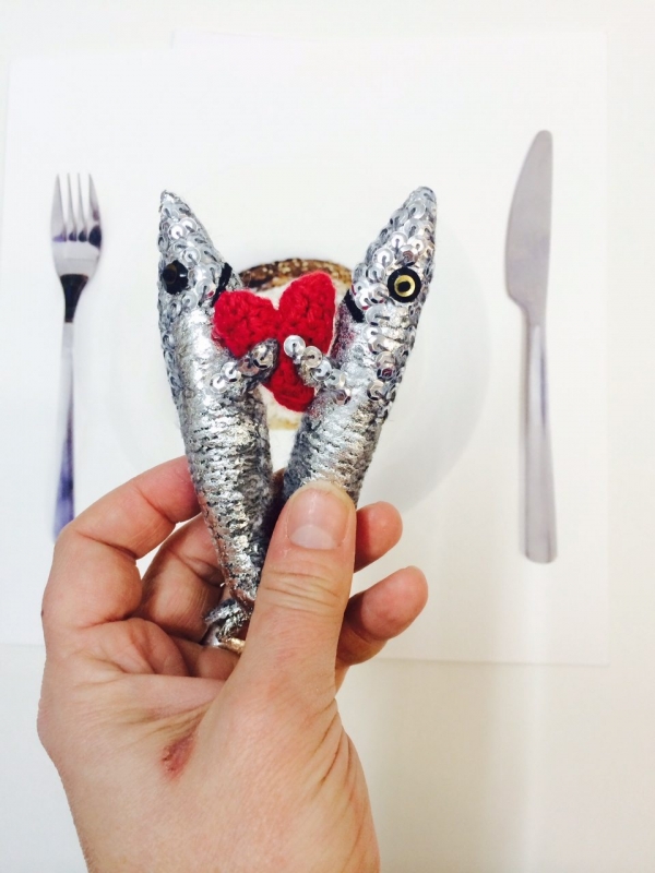 sardines crochet heart