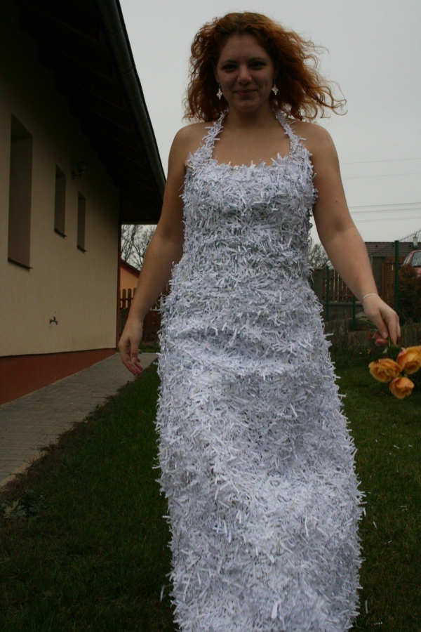 shredded paper dress
