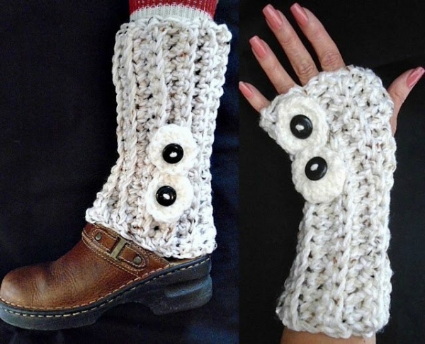 fingerless gloves and bootwarmers