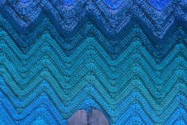 Blue Ombre Chevron Crochet Blanket 7