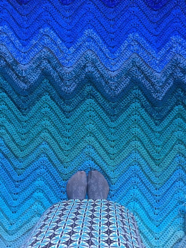 Blue Ombre Chevron Crochet Blanket 7