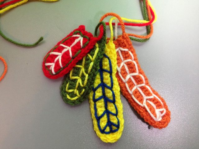 feather crochet pattern with embroidery