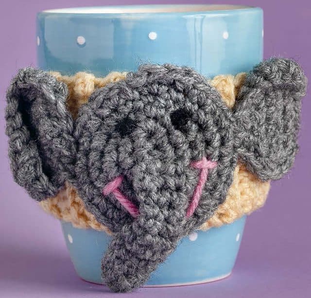 elephant crochet cup cozy