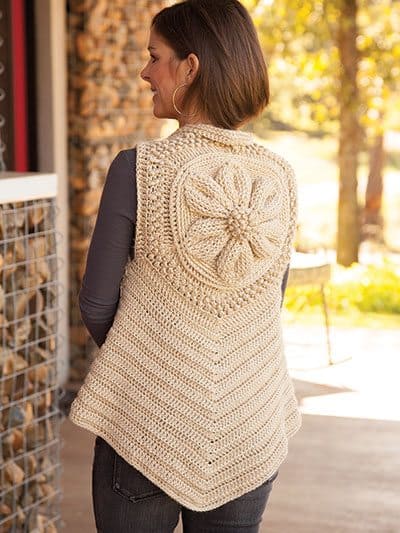 embossed crochet vest by Bonita Patterns