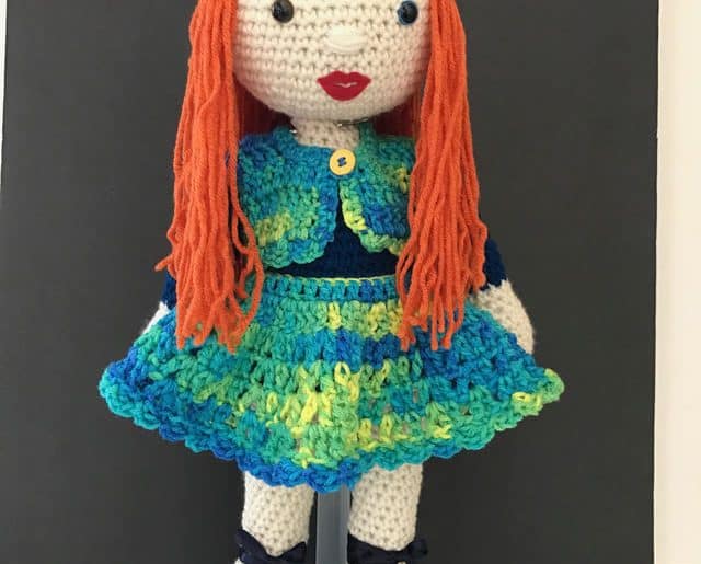 crochet doll in dress by maria cabriza