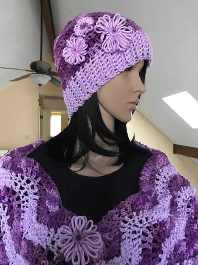 purple crochet accessories by maria cabriza