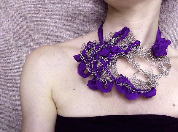 wearable crochet jewelry art