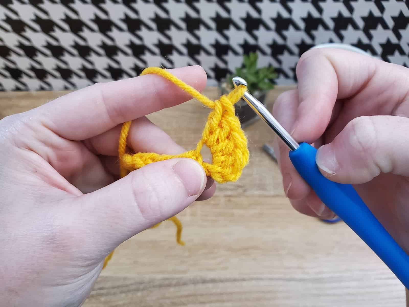 initial crochet popcorn chain (step 2)