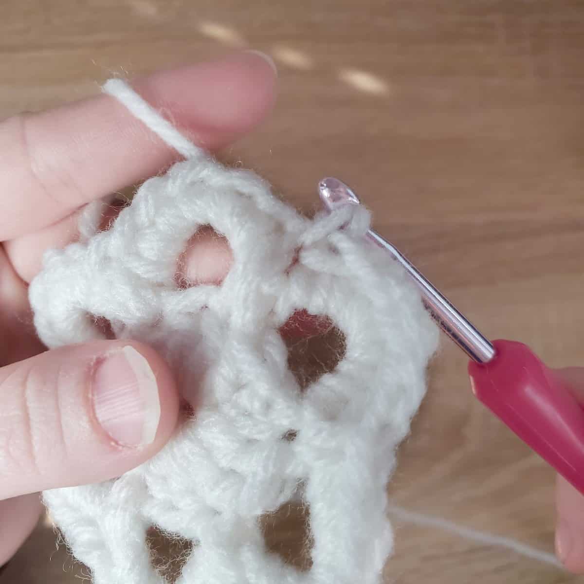 placing a single crochet into the single crochet spike stitch