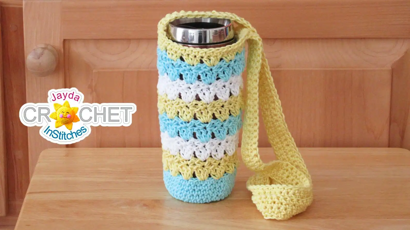 Primrose Water Bottle Holder With Strap Crochet Pattern