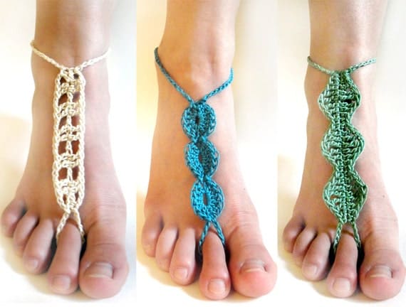 Buy Black Barefoot Sandal Feet Thongs Crochet Foot Jewelry Online in India  - Etsy