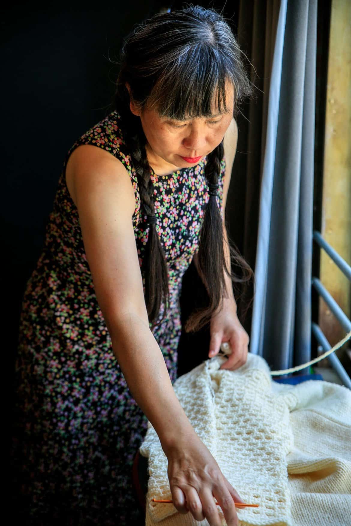 Woman with Crochet Craft Product