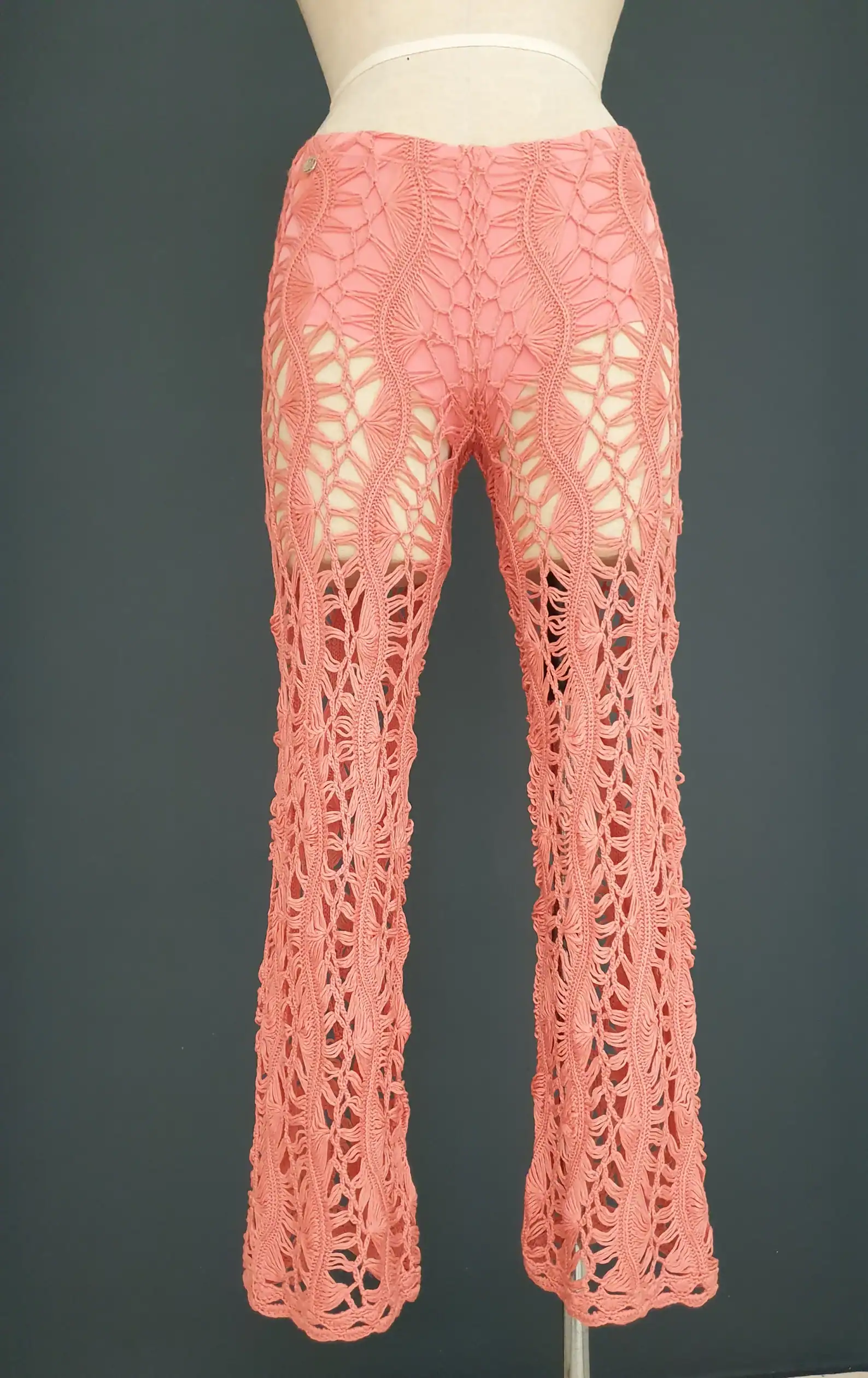 Salmon Pink Crochet Pants
